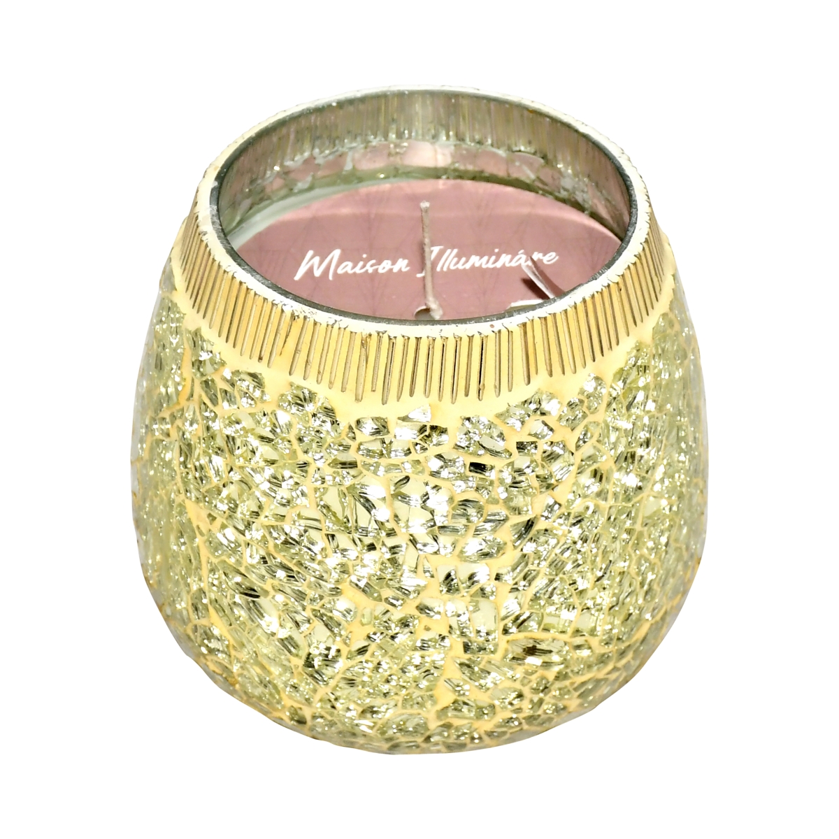 Picture of Sagebrook Home 80253-03 4 in. 11 oz Glass Mosaic Scented Candle, Gold