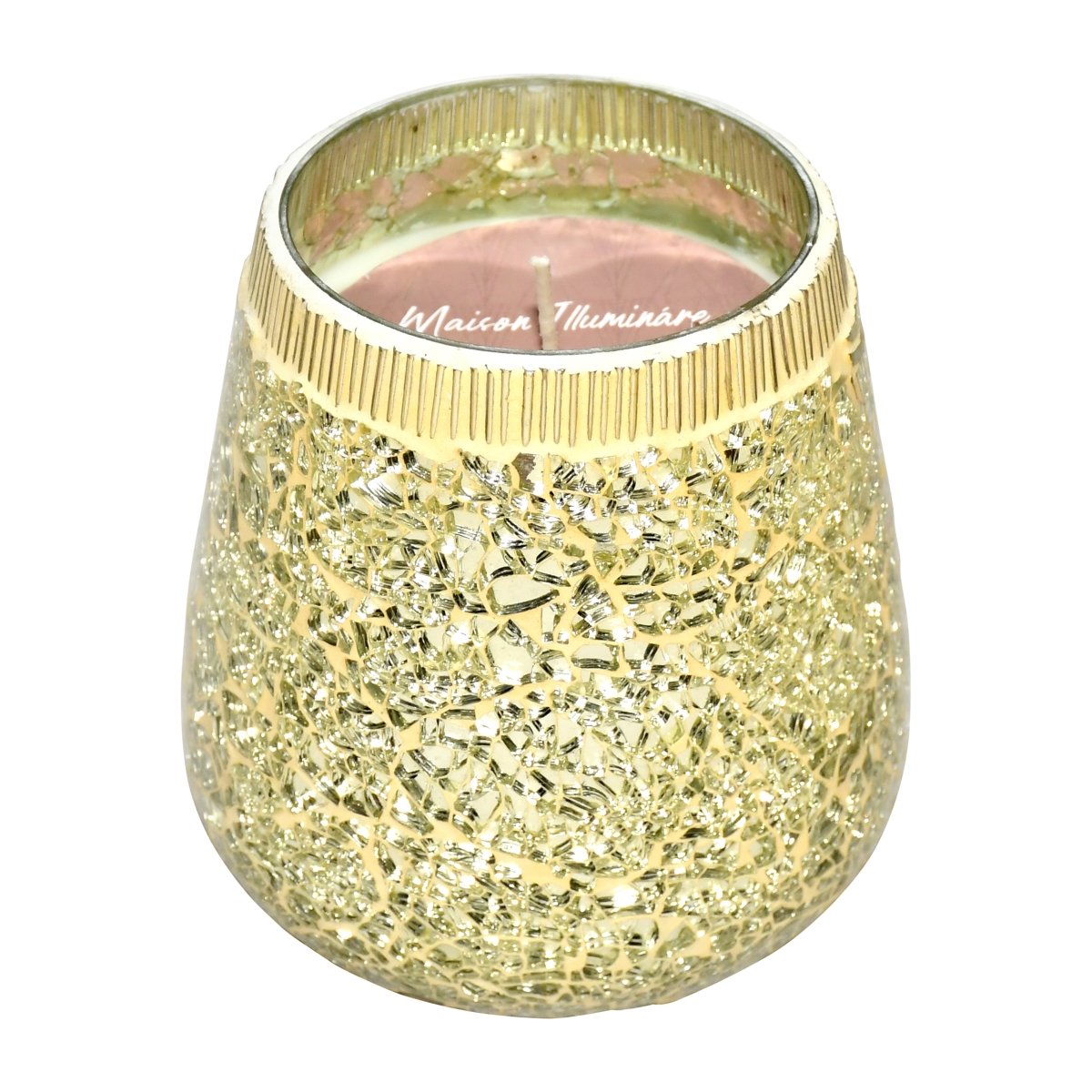 Picture of Sagebrook Home 80253-04 6 in. 18 oz Glass Mosaic Scented Candle, Gold