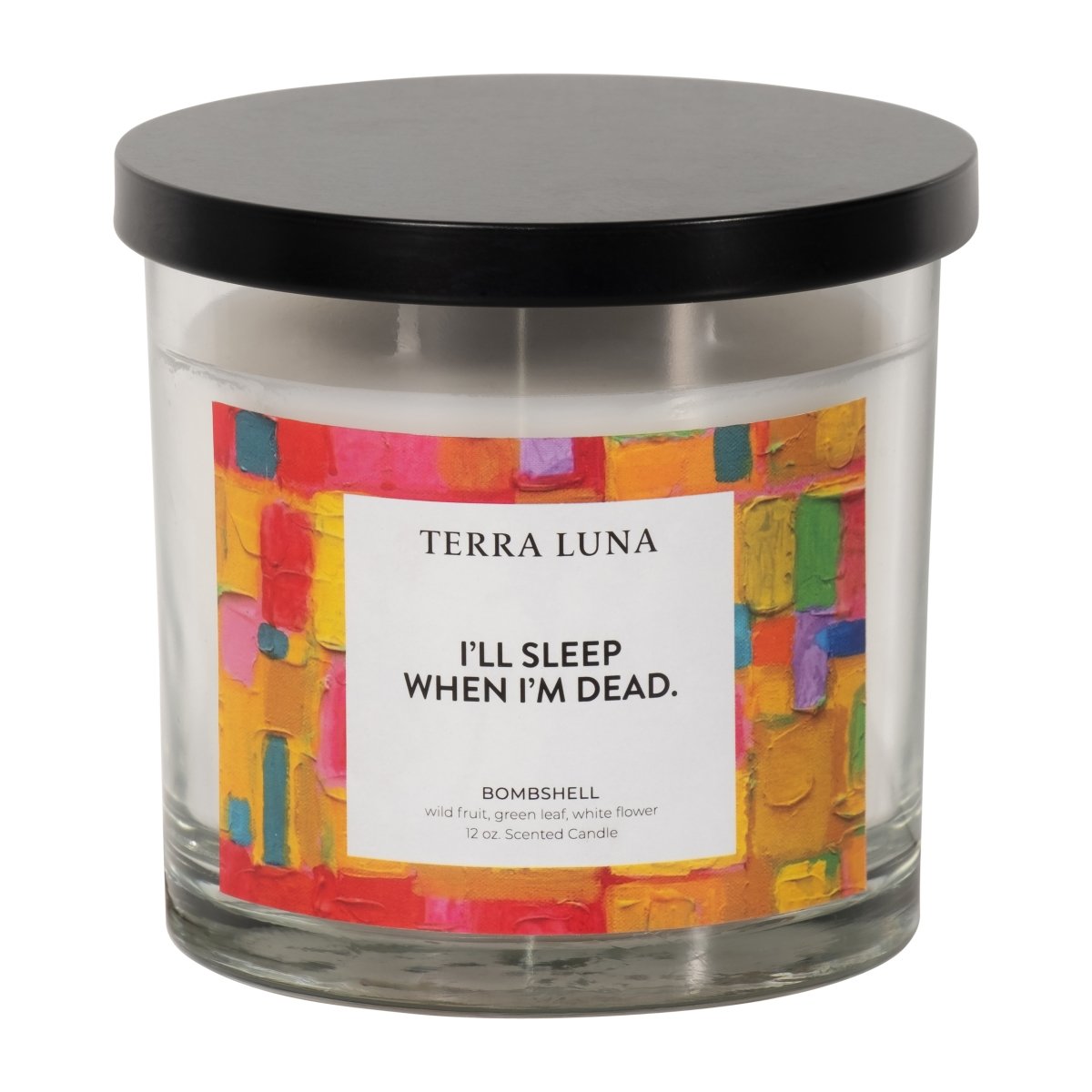 Picture of Sagebrook Home 80235 4 in. 12 oz Glass Sleep When Im Dead Lidded Candle&#44; Multi Color