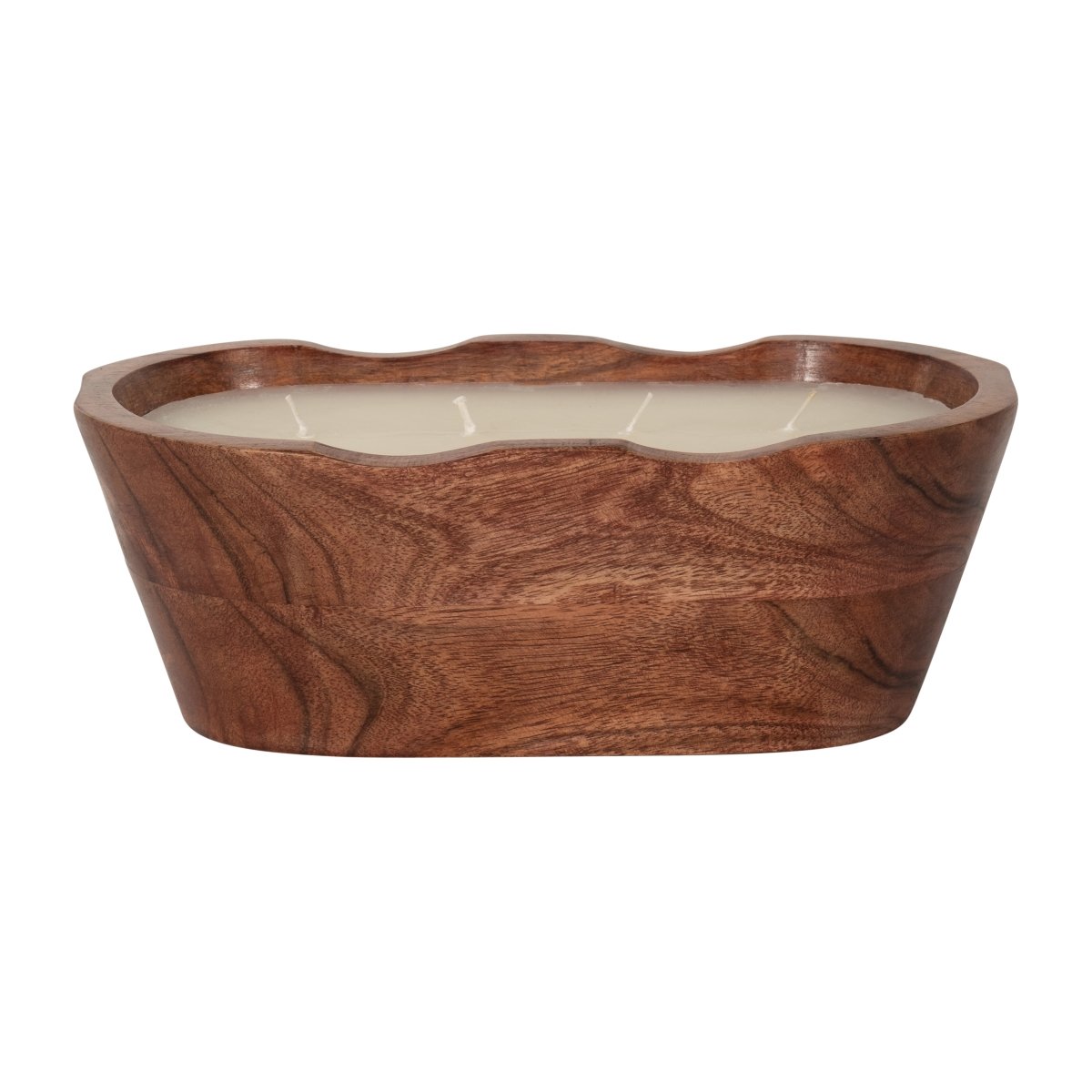 Picture of Sagebrook Home 80269-02 9 in. 19 oz Acacia Wood Vanilla Oval Bowl Candle&#44; Brown