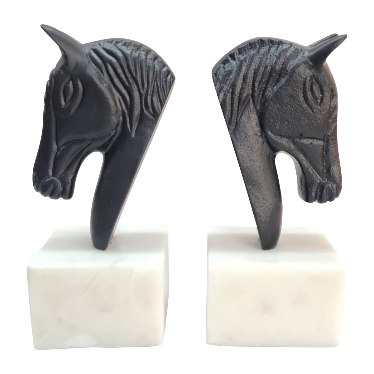 Picture of Sagebrook Home 18316 Aluminum Horse Head Bookends&#44; Black & White - Set of 2