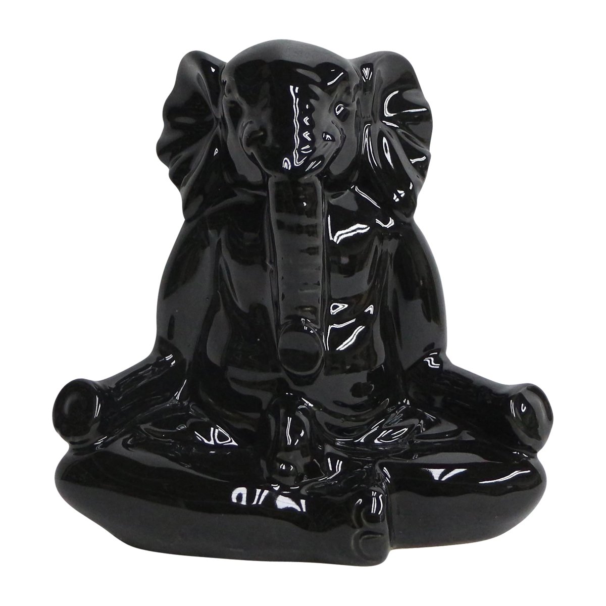 Picture of Sagebrook Home 15431-02 7 in. Ceramic Yoga Elephant Figurine&#44; Black
