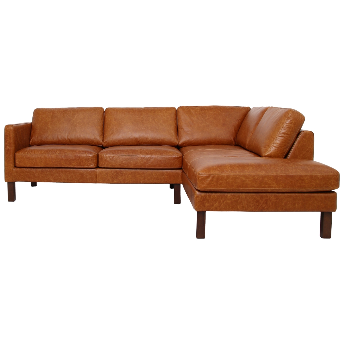 Picture of Ashcroft Imports SEC00102902 Juno Sectional Right Waxy Cognac Leather Sofa
