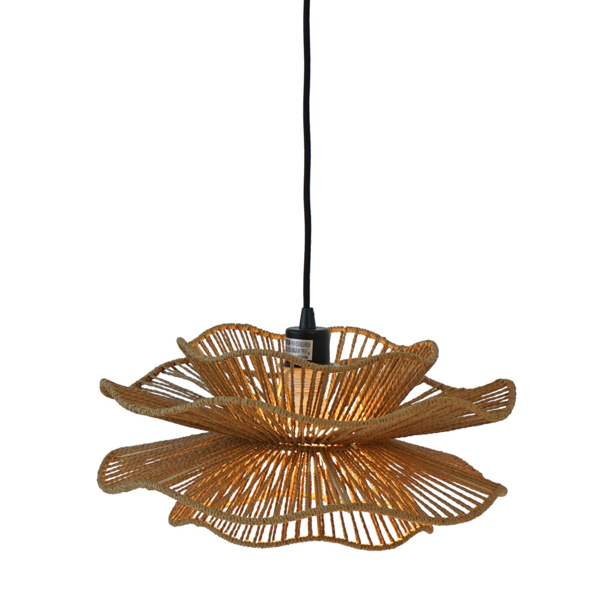 Picture of Ashcroft Imports PNL04103001 Dunham Pendant Lamp&#44; Black & Natural