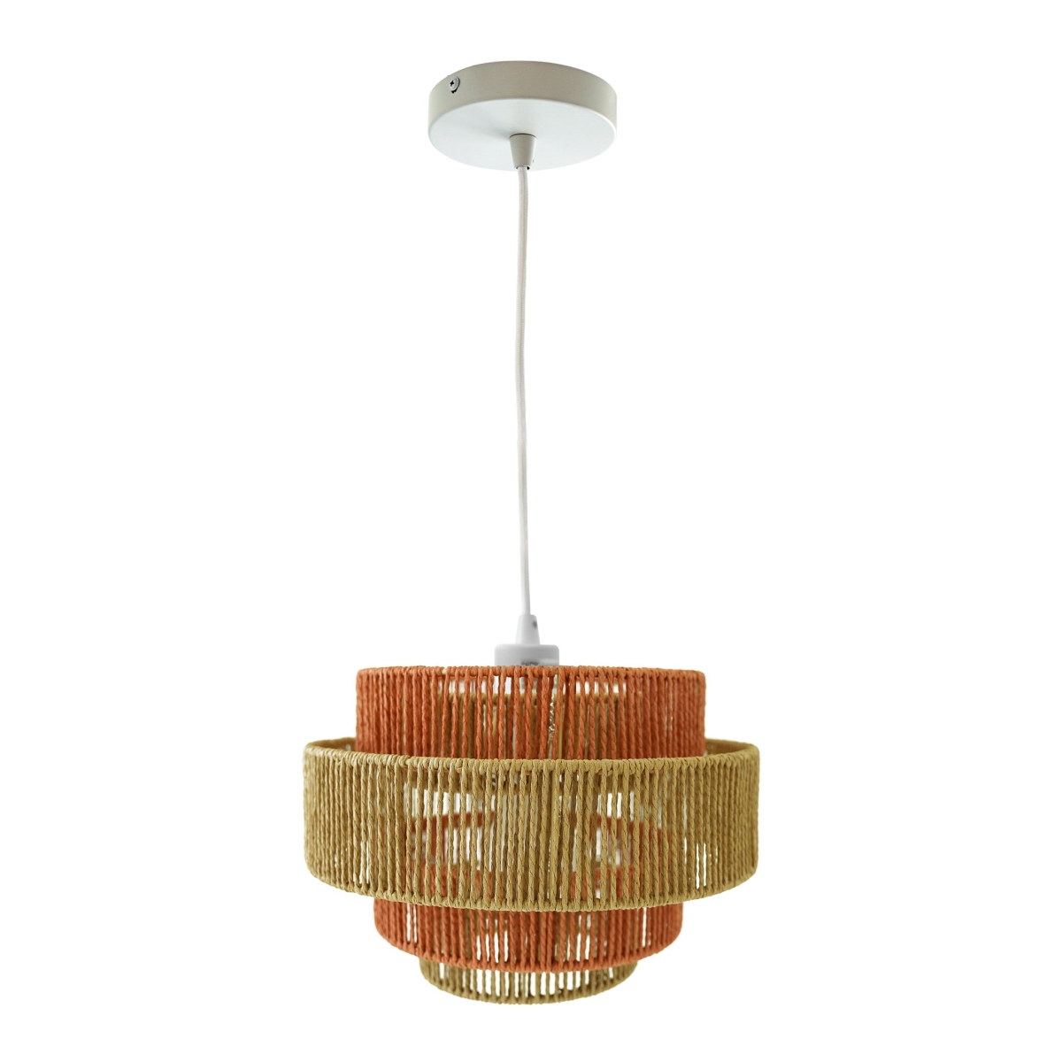 Picture of Ashcroft Imports PNL04102401 Dorset Pendant Terracotta Lamp&#44; White & Natural