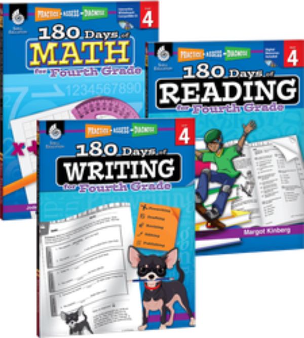 180 Days of Reading, Writing & Math for Fourth Grade Book - Set of 3