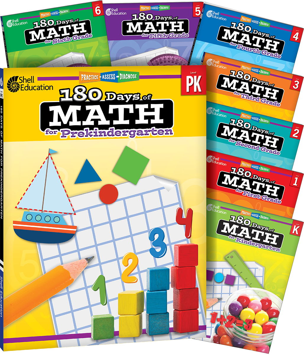 180 Days of Math Grades Pre-K to 6: 8-Book Set
