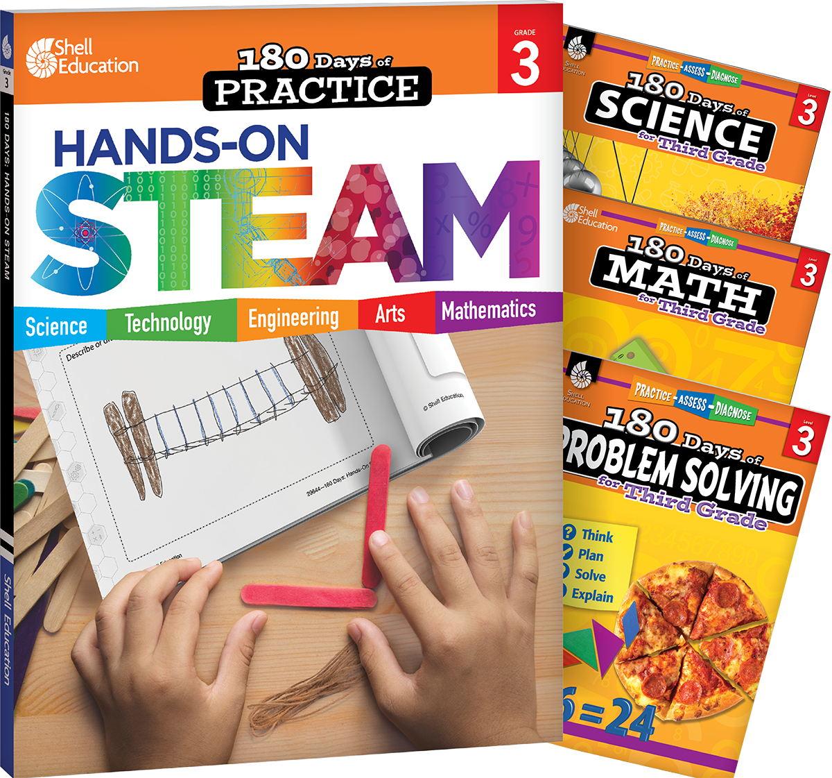 695044 180 Days - Steam, Science, Math & Problem Solving Grade 3 - 4-Book Set