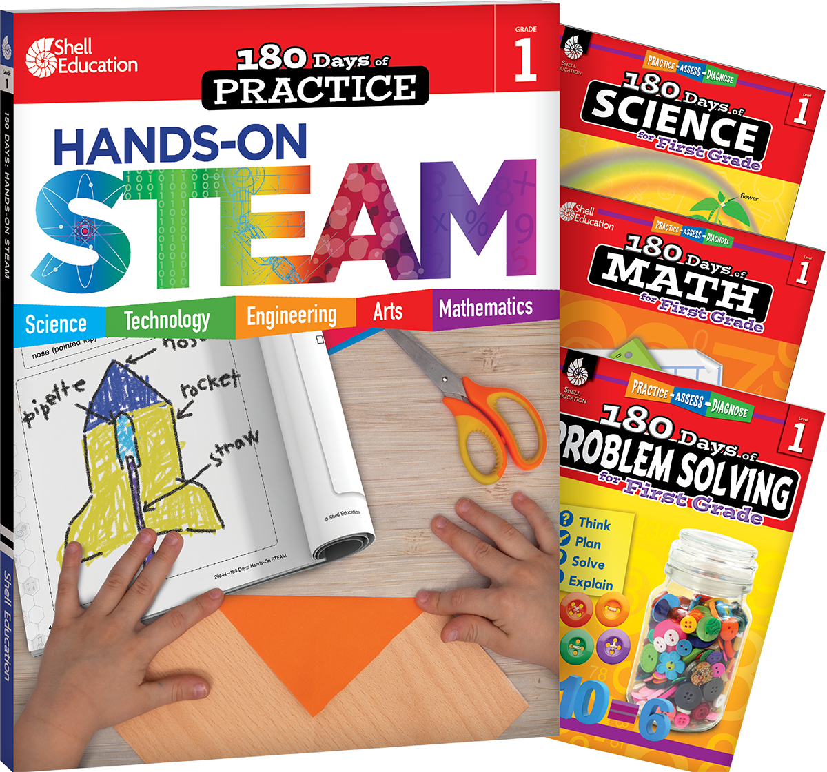 695042 180 Days - Steam, Science, Math & Problem Solving Grade 1 - 4-Book Set