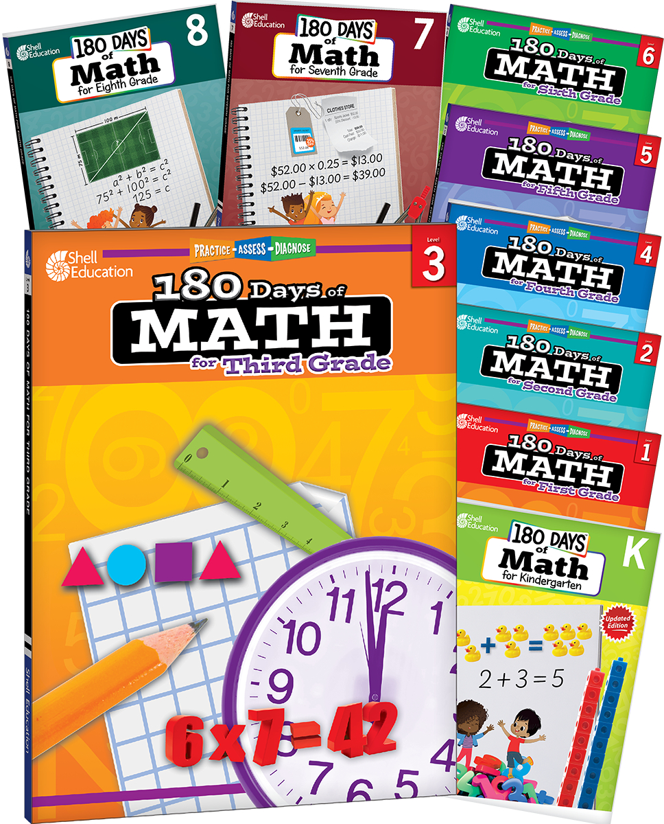 154468 180 Days - Math for Grades K-8 - 9-Book Set112