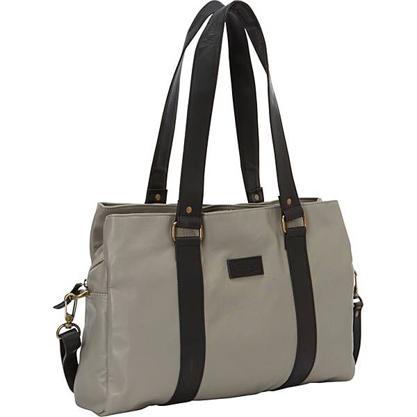 S-600 Grey Soft Leather Laptop Tote & Shoulder Bag, Grey