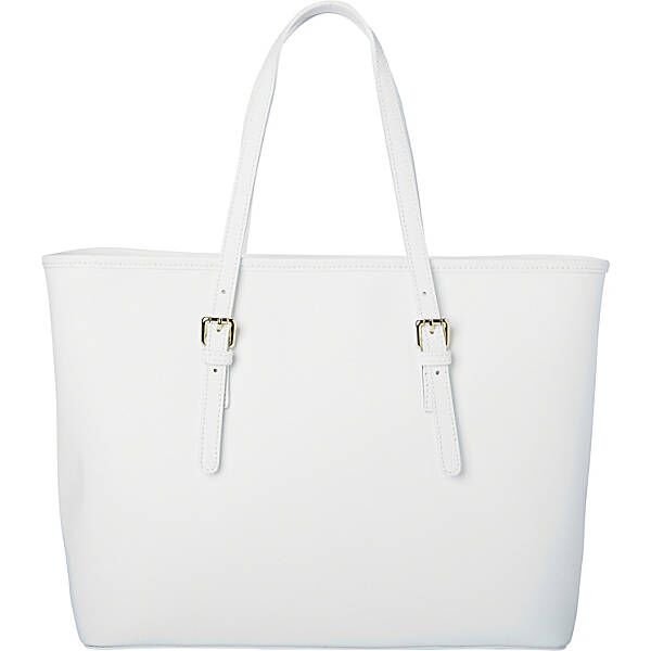 Classic Italian Leather Handbag Tote, White