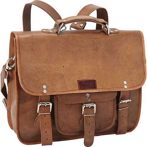 Picture of Sharo B-600 Wide Three-in-One Backpack Brief & Messenger Bag&#44; Brown