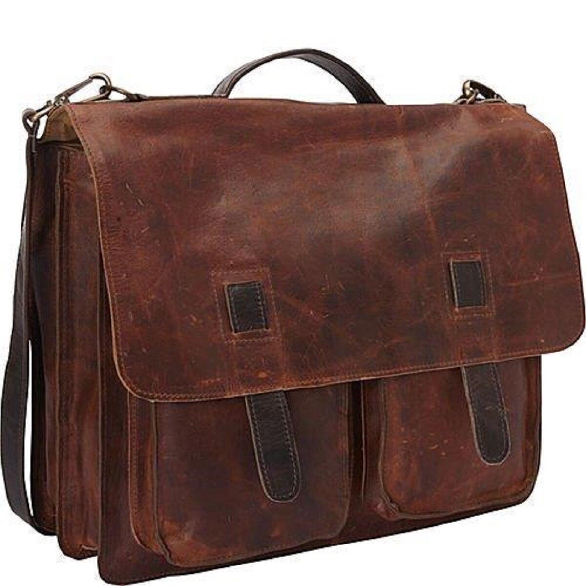 Picture of Sharo TT-100 Vintage Two-Toned Executive Messenger Briefcase