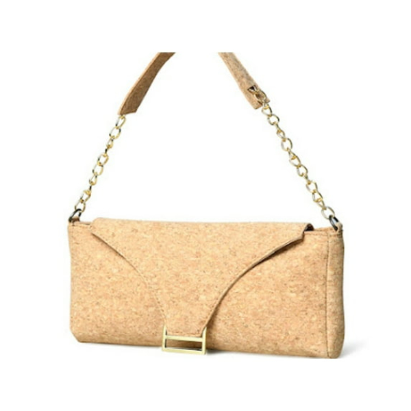 CK-100 Compact Size Natural Cork Ladies Handbag - Beige