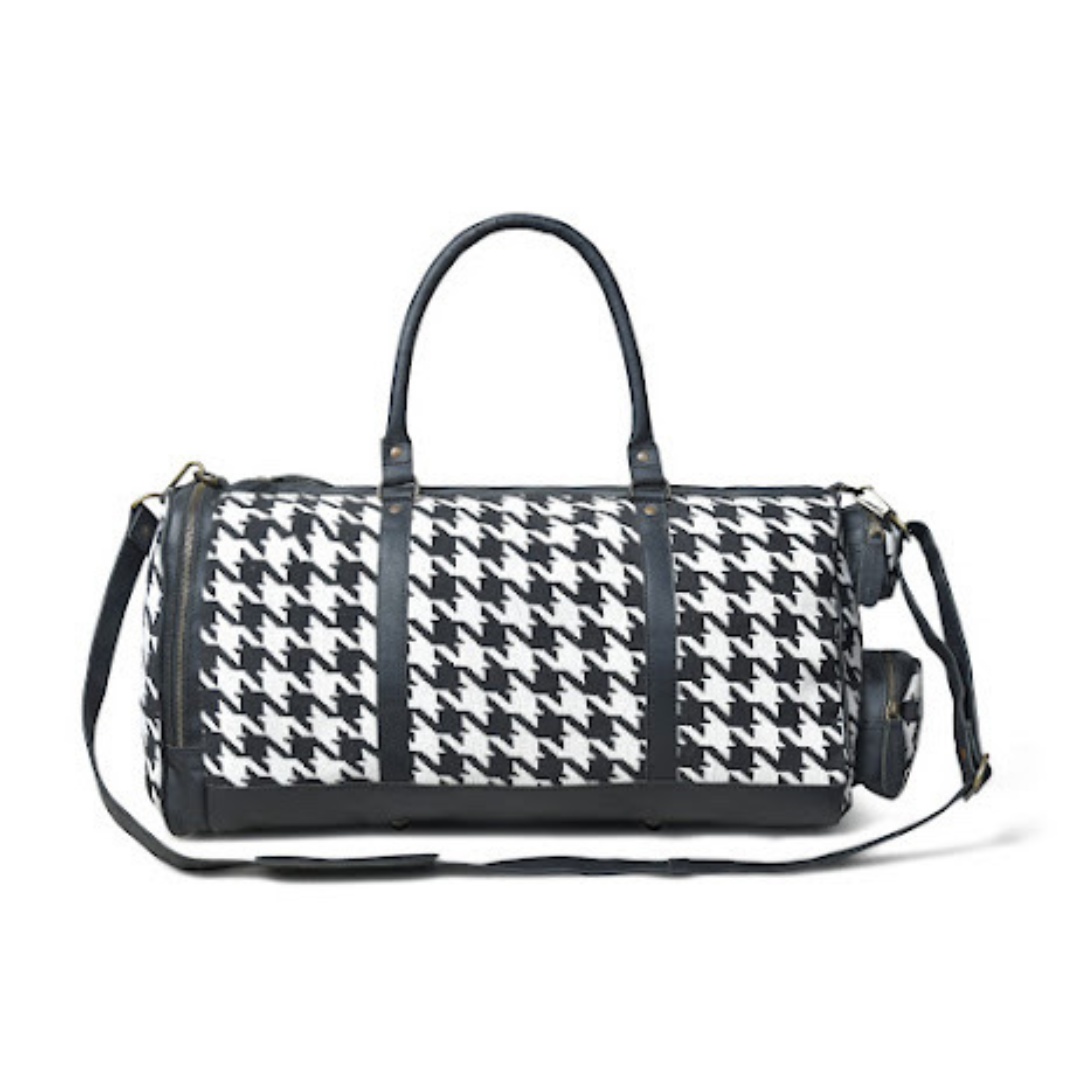 Jacq-100 Unisex Jacquard Fabric Travel Duffle in Contemporary Design - Black & White