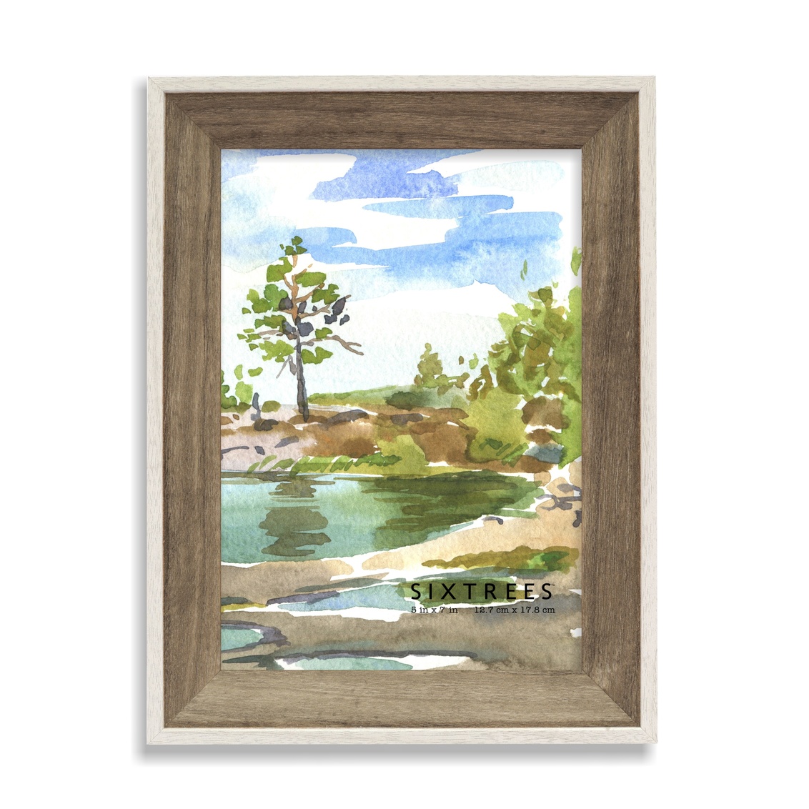 5 x 7 in. Emma White & Grey Wood Picture Frame