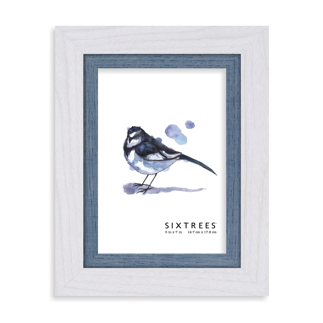 5 x 7 in. Shelby White & Blue Wood Picture Frame
