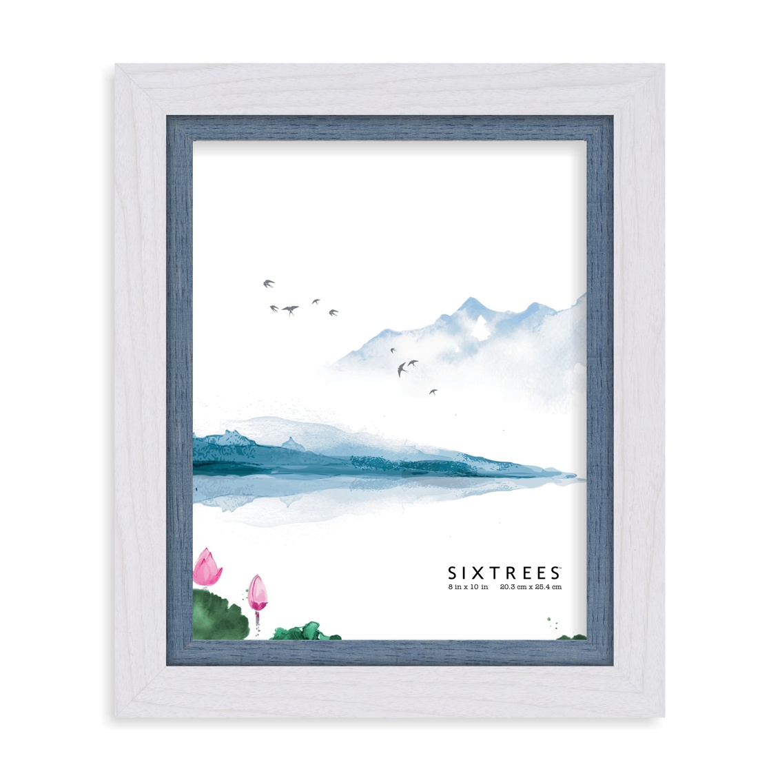8 x 10 in. Shelby White & Blue Wood Picture Frame