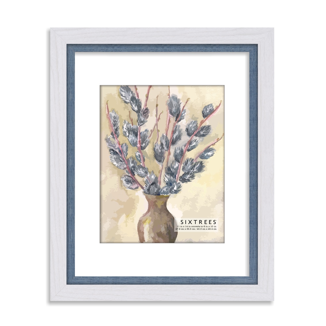 11 x 14 in. Shelby White & Blue M2 Wood Picture Frame