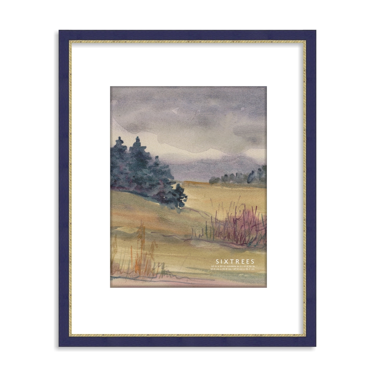 19716-14 16 x 20 in. Bateman Navy Matted Wood Picture Frame - Blue