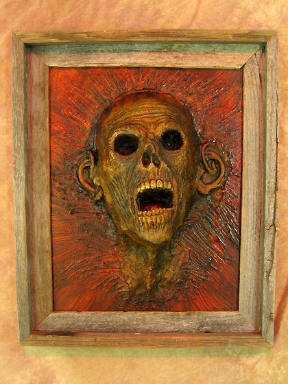 Framed 3D Life-Size Zombie Head