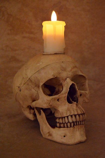 Skull with Flameless Candle