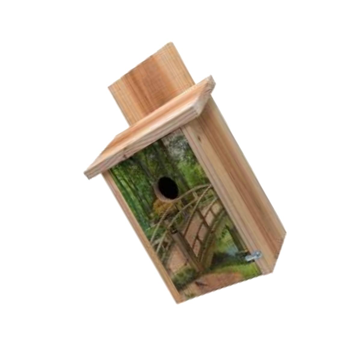 Picture of S&K BBHC-6 Wooden Bridge Design on Cedar Blue Bird House