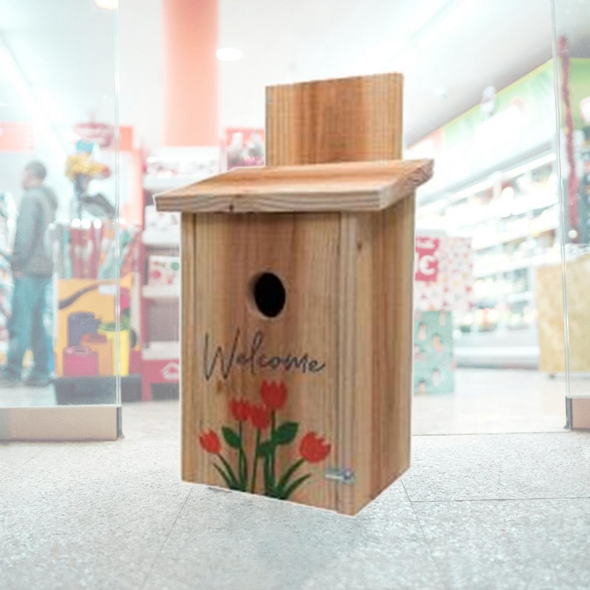 Picture of S&K BBHC-5 DecorativecTulips Design on Cedar Blue Bird House