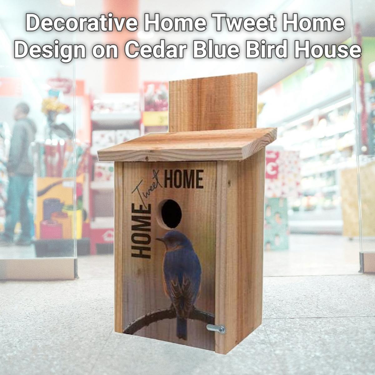 Picture of S&K BBHC-2 Decorative Home Tweet Home Design on Cedar Blue Bird House