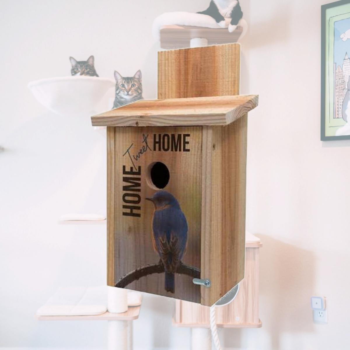 Picture of S&K BBHC-2 Decorative Home Tweet Home Design on Cedar Blue Bird House