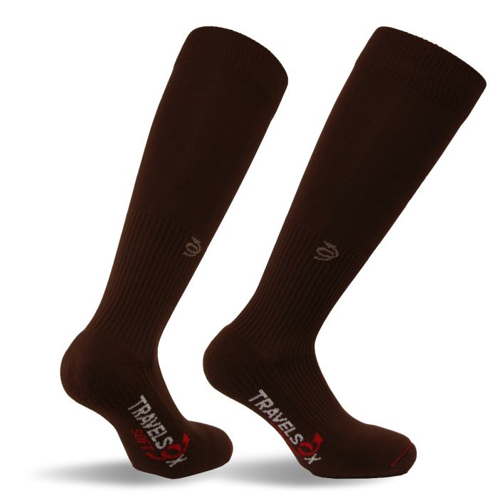 TSS6000-BR-SM Travelsox Soft Padding OTC Socks, Brown - Small