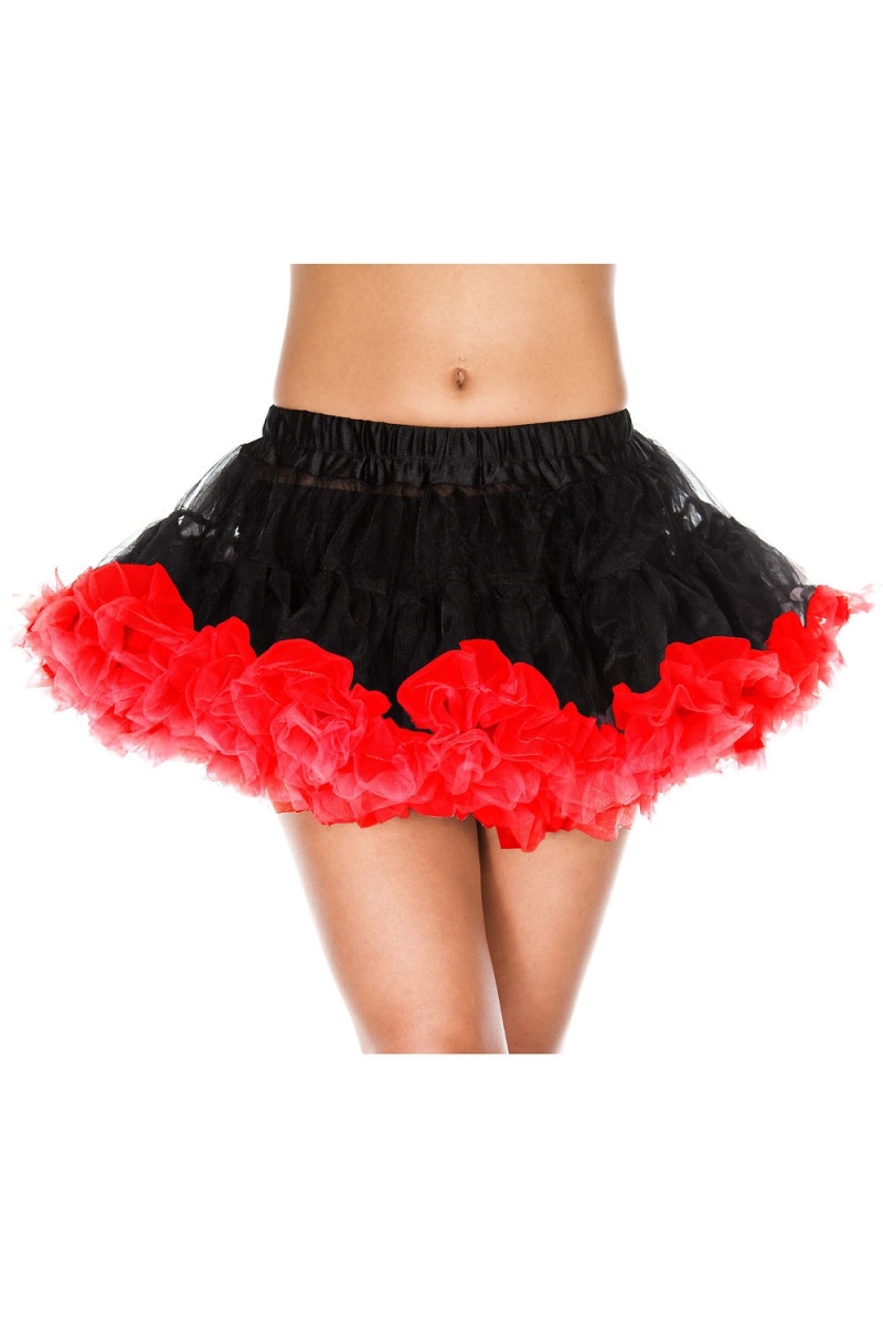 Picture of Music Legs 715-BLACK-RED Contrast Colored Trim Petticoat, Black & Red