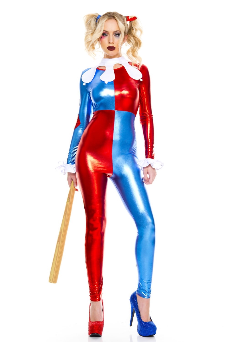 70908-XS 4 Piece Red & Blue Harley Quinn Costume, Extra Small