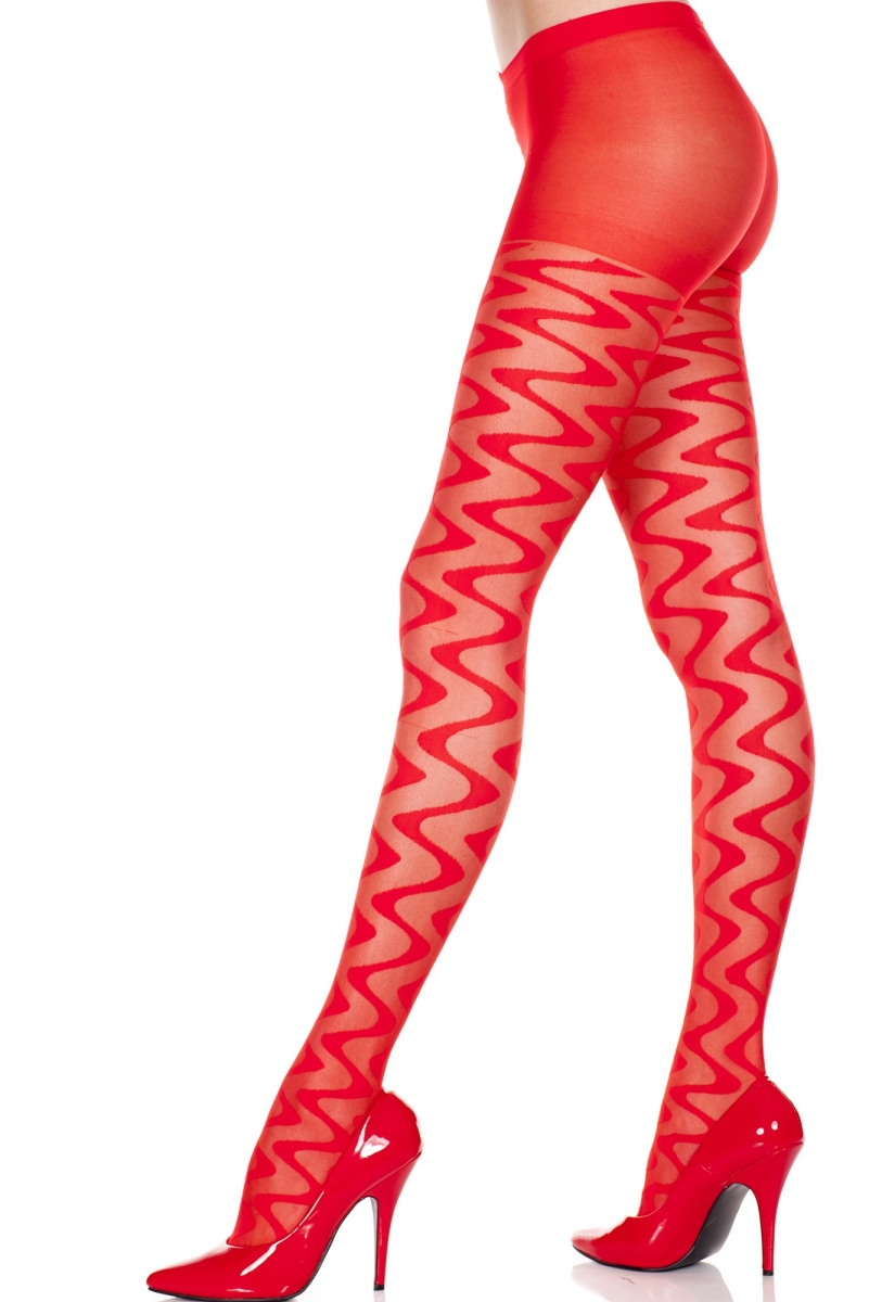 Swirl Design Pantyhose, Red
