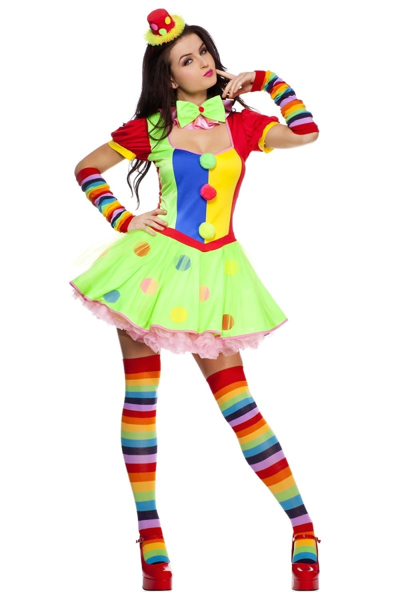70471Q Plus Size Polka Dot Clown Dress Costume - Multi-Color - 3X & 4X - Fun Design