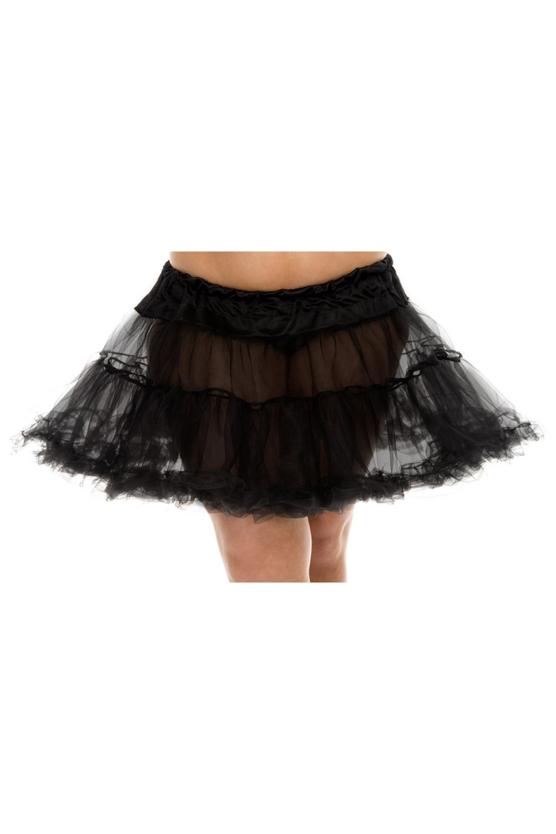 721Q-BLACK Plus Size Trim Petticoat - Black