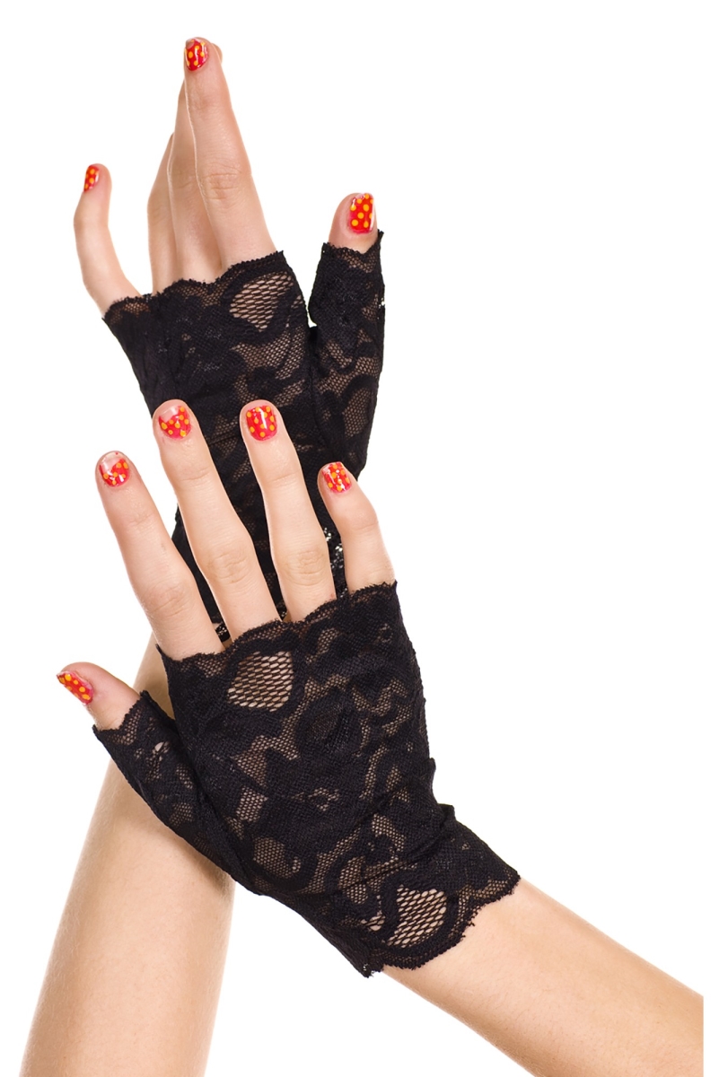 Picture of Music Legs 416-BLACK Lace Fingerless Gloves - Black