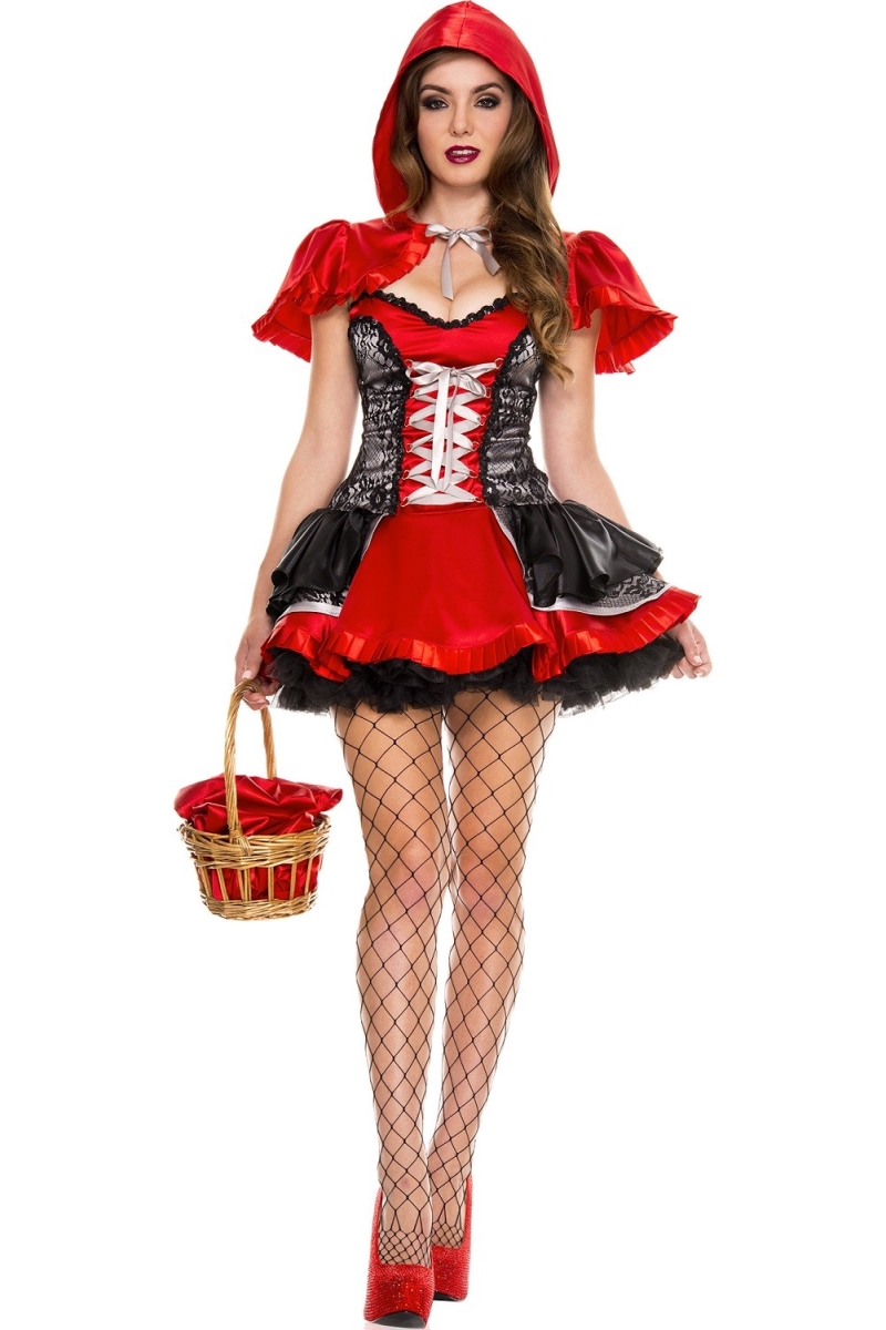 70441-SM 2 Piece Lace Combination Peplum Dress with Lace Up Front for Pleated Lace Trim Hooded Cape - Small & Medium