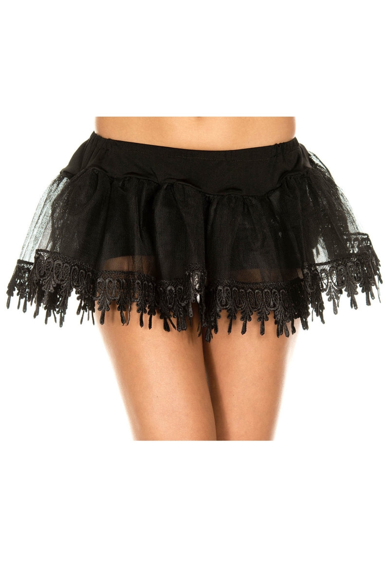 713-BLACK Tear Drop Net Petticoat - Black