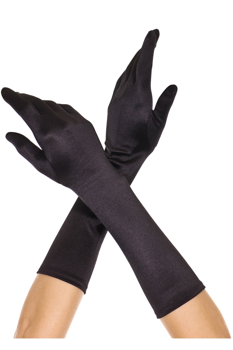 Picture of Music Legs 426-BLACK Elbow Length Satin Gloves - Black