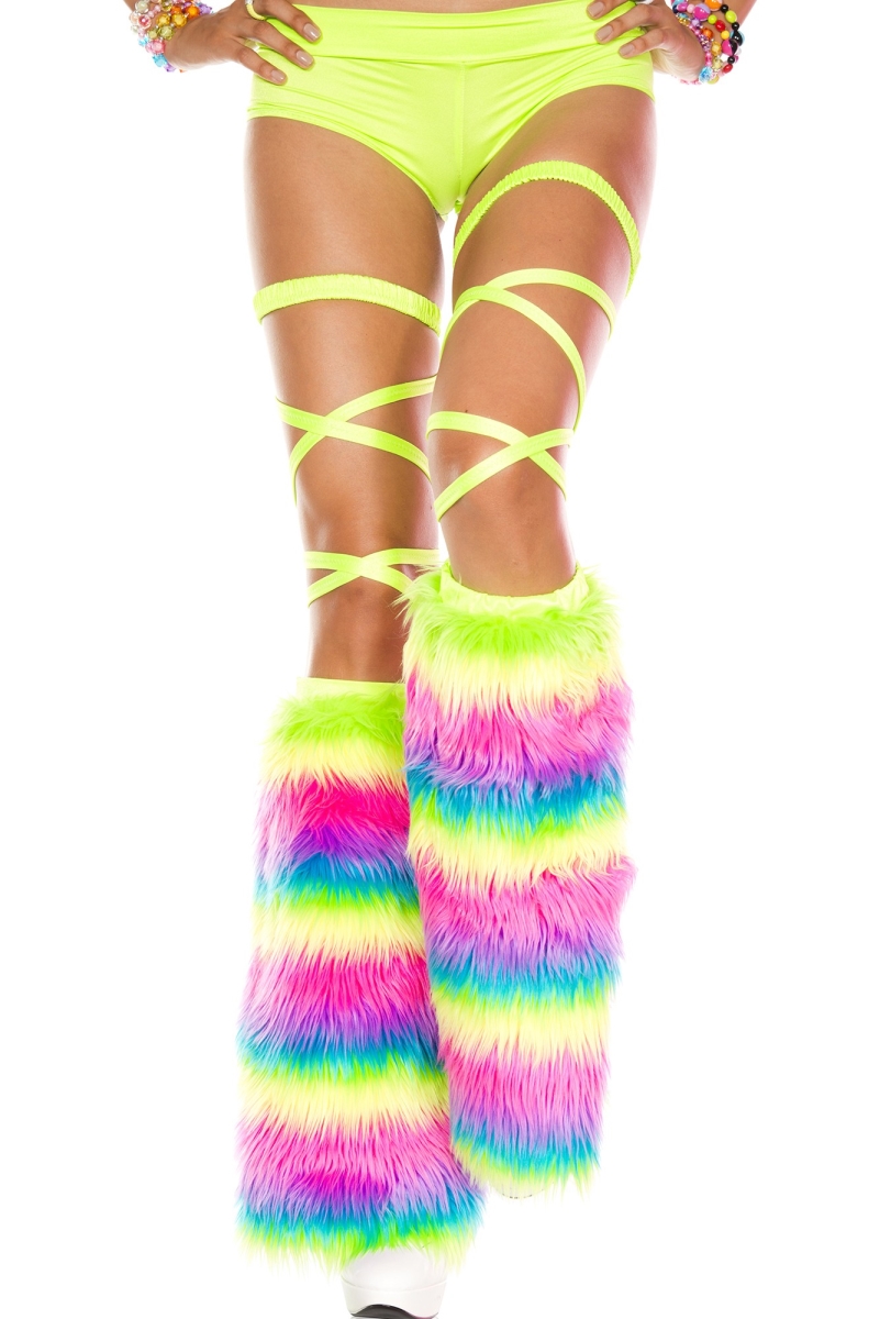 Picture of Music Legs 5541-RAINBOW Rainbow Faux Fur Leg Warmers&#44; Rainbow