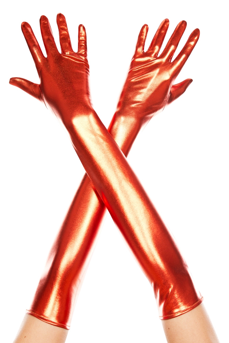 Extra Long Metallic Gloves - Red
