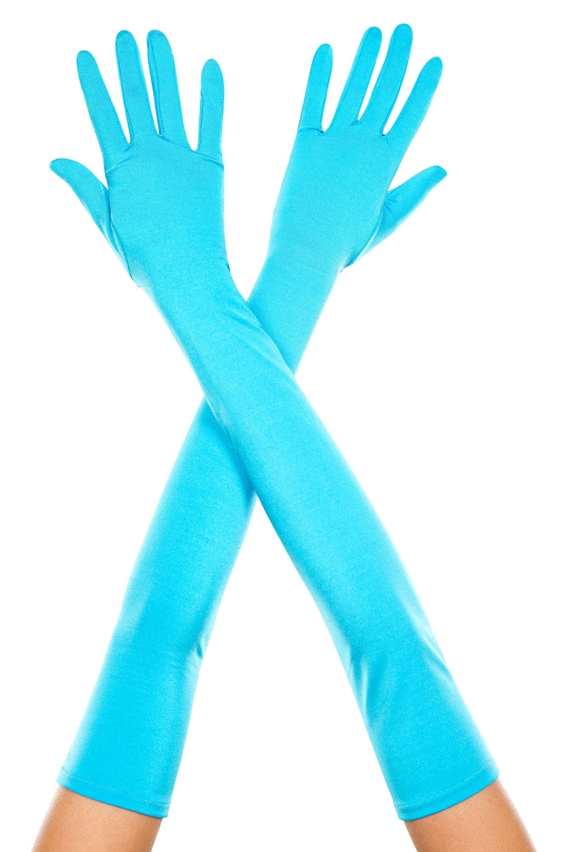 Extra Long Satin Gloves, Turquoise