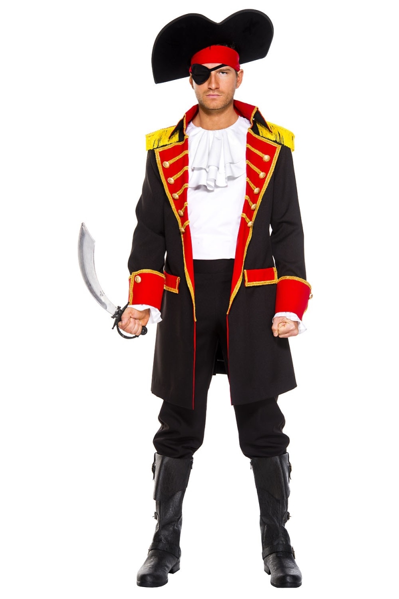 Pirate Captain Costume - Extra Large - 6 Piece Set - Stylish Design