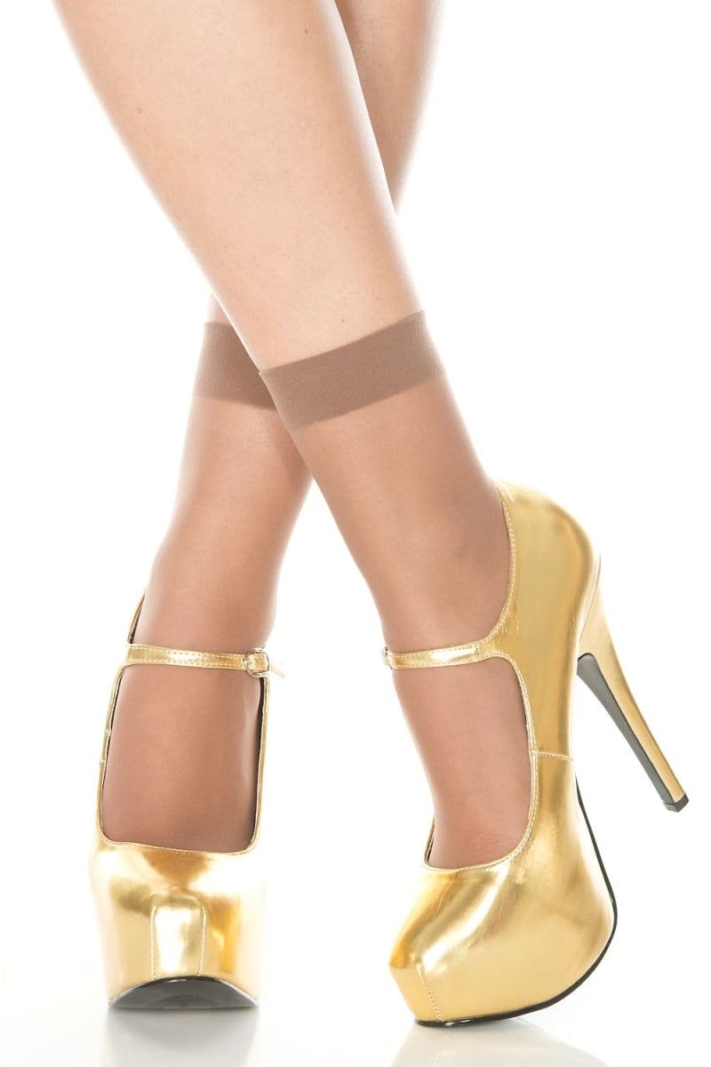 Sheer Ankle High Socks, Frenchcoffee