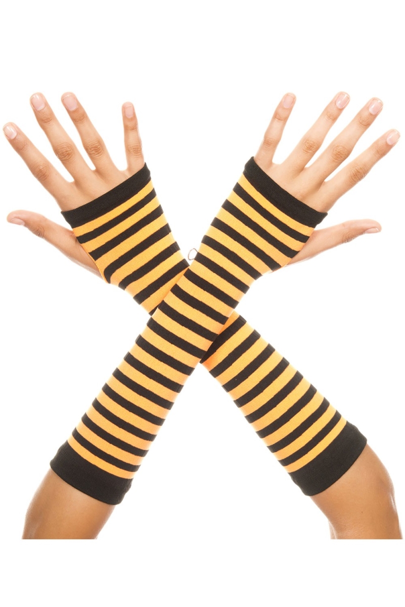 Picture of Music Legs 422-BLACK-ORANGE Opaque Stripes Arm Warmer, Black & Orange
