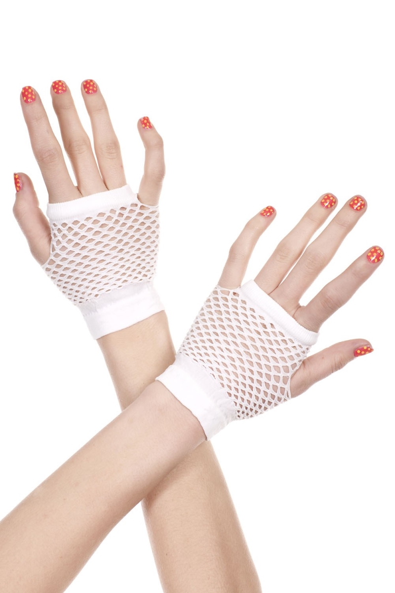 Picture of Music Legs 478-WHITE Thick Diamond Net Gloves&#44; White