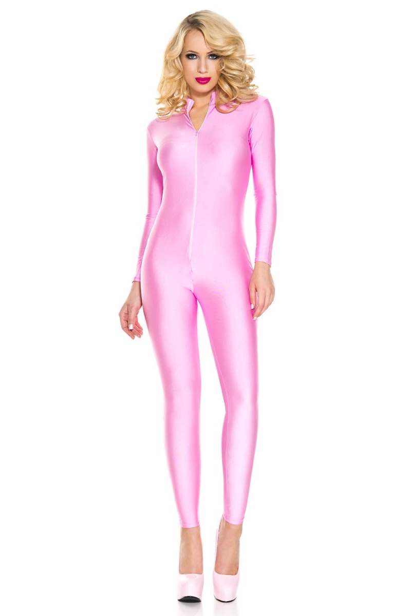 70713-PINK-ML Full Body Zip Up Long Sleeve Bodysuit Accessories, Pink - Medium & Large
