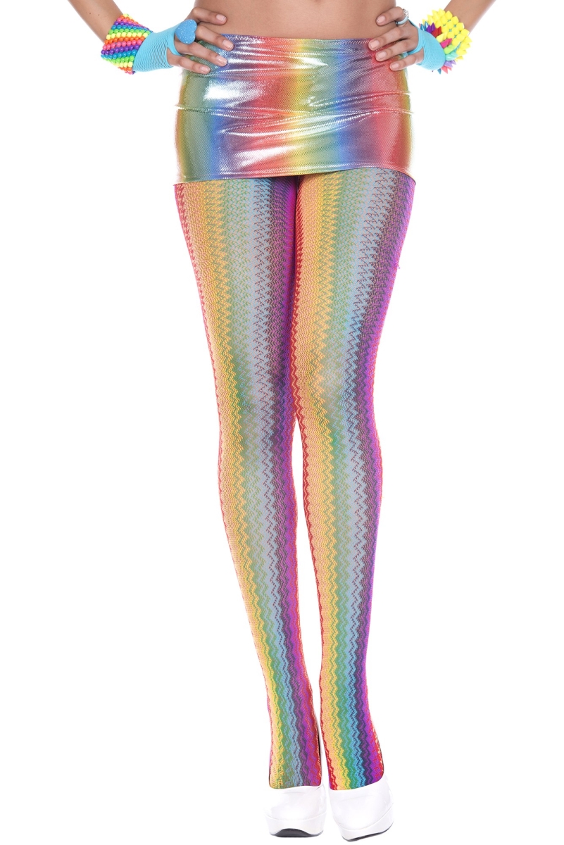 39093-RAINBOW Zig Zag Rainbow Tights, Rainbow